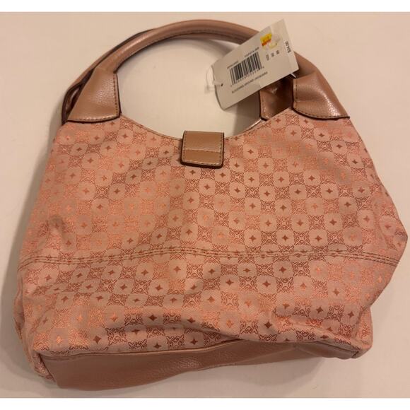 NWT Y2K Villager Liz Claiborne Pink Patterned Shoulder Bag Snap Close 12x8x4" - Picture 3 of 4